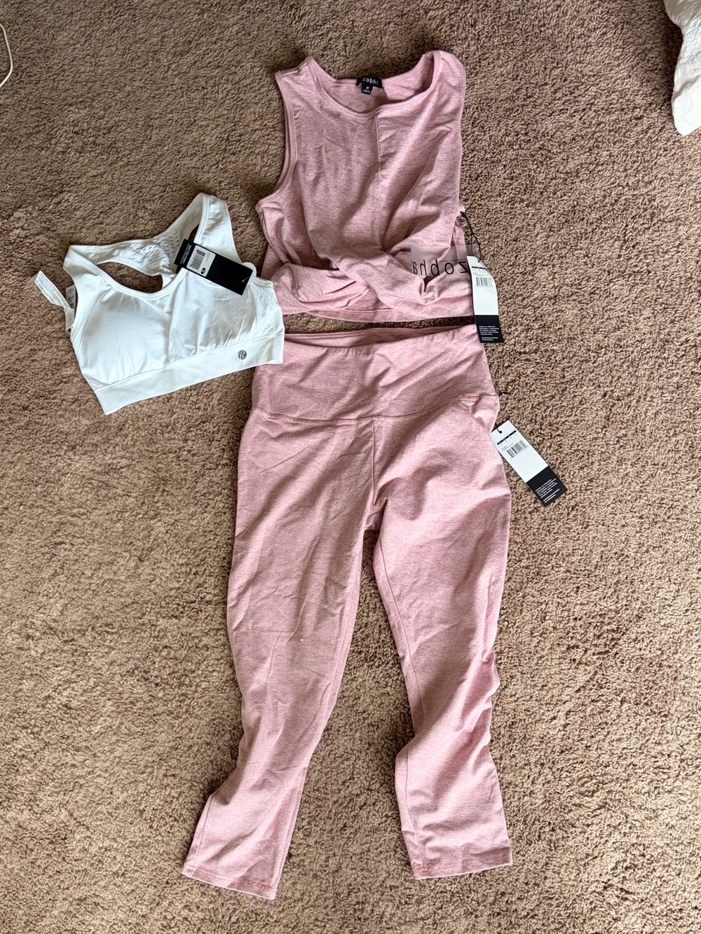 Zobha Pink Active Jumpsuit with White Support Bra
